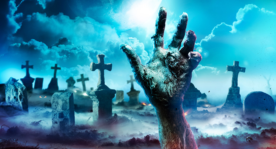 Friedhof und Hand